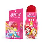 DUVON Disney Kids Combo Pack of 2 | 1 Pink Bathing Soap Bar, 1 Disney Princess Royal Berry Bodywash 250 ml | Paraben & Sulphate Free | Girls | For 3+ Years