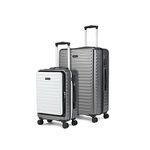 THE ASSEMBLY Cabin Luggage (20 Inches) & Large Check In (28 Inches) Polycarbonate Set Of 2 - Premium Hard Shell Trolley Bags With In-Built Tsa Lock - Dual Grey-Stark, 75 Cm, Spinner