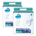 GLIDER Unisex Adult Diaper Pant Large-Xl With Superior Overnight Absorbency-35-47 Inch, 90-120 Cm ((Pack Of 2(20 Count))