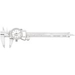 Starrett 3202-6 Dial Caliper, Hardened Stainless Steel, 0-6" Range, 0.001" Graduation, White