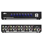 TNP AV Switch Box Switcher Selector (8 Input 1 Output) - 8 Way Port Stereo RCA Audio and Composite Video Selector Switch Box For Wii, XBOX, DVD, PS2, Cable Box, Security Monitors, Cameras