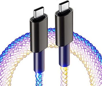 GELRHONR Cavo luminoso da USB C a USB C, guscio in alluminio da 66 W, cavo di ricarica rapida LED RGB luce graduale da USB C a tipo C per i*Phone 15/15pro max S22 / S21 / S20 (colorato)