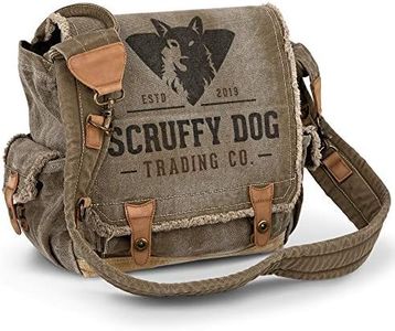 SCRUFFY DOG Vintage Messenger Bag for Men & Women – Stone-Washed Canvas Crossbody Bag Shoulder Satchel, Fits 15.6” Laptop, Adjustable Cross Body Strap