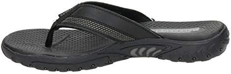 Skechers Men's cobano Relaxed-Fit Reggae Flip-Flop, Black, 9