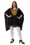 MAAHI Women's Rayon Black Embroidery Kaftan Top