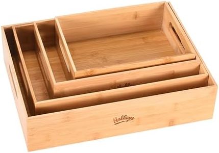 Hallops Large Wooden Crate - Wood Crates for Storage - Large Nesting Crate Set - Portable Antique Wood shelving - Rustic Wooden Decor Bamboo Box - Wooden Crates Decorative -15.74"L x 11.81"W x 5.9"H