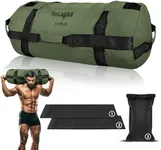 Yes4All Sandbags for Working Out, Adjustable Sand bags for Weight Training with Handles - Army Green - L