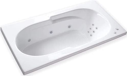 Carver Tubs - AR7236 - Modern Acrylic Fiberglass Whirlpool Tub Water Massage Bathtub, w/Heated 12 Jet - White Rectangle Acrylic Tub - Right Hand Motor - Deep Relaxing Soak - 72"L x 36"W x 18"H