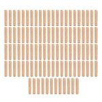 100 Pcs Wooden Dowels Pins Fluted Wood Dowel Beveled Ends Tapered Rods Easier Insertion Straight ​Grooved, 6mm*30mm
