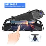 Mirror Dash Cam, 7" IPS Touch Screen 1080P Rotating Front Camera and Rear View Camera Dual Lens Dash Cams for Cars Dashboard Camera Car DVR Recorder G-Sensor Parking Monitor