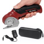 VLOXO Electric Rotary Cutter Cordless Rotary Cutter for Fabric with Safety Lock Handheld Portable Rechargeable Powerful Fabric Cutter for Carpet, Leather, Felt with Storage Box