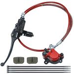 HOLATO 50 Inch Upgraded Hydraulic Brake Master Cylinder Caliper System with Brake Pads for 97cc 2.8HP Baja DoodleBug Dirt Bug DB30 Blitz Mini Bike Mini Moto On Left 7/8" Handlebars Parts Red