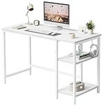 CubiCubi Computer Home Office Desk with Storage Shelves, 47 Inch Small Desk Study Writing Table, Industrial Modern Design Workstation, White