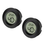 EEEKit 2 Pack LCD Digital Hygrometer Thermometer, Indoor Outdoor Humidity Meter Temperature Gauge for Humidifiers Dehumidifiers Greenhouse Basement Babyroom, Black Round