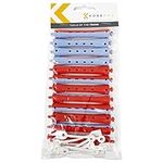 Kobe Professional Hairdressing Perm Rods with Rubbers - Non-Slip, Curling Tools for Wet/Dry Hair, Durable & Reusable - Ideal for Salons & Home Use - Red/Blue 11 mm