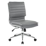 Office Star SPX Armless Mid Back Faux Leather Manager's Office Chair with Chrome Base, Charcoal