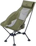 iClimb Ultralight Compact Camping Folding Beach Chair with Anti-Sinking Large Feet (Green - Triangular Frame High Back)