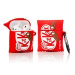 ZAHIUS Airpods Silicone Case Funny Cover Compatible for Apple Airpods 1&2 [3D Snacks Cartoon Pattern][Best Gift for Girl Boy] (Kitkat)