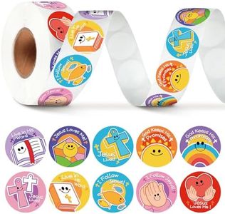 Karenhi 1000 Pcs Christian Symbols Stickers for Kids Roll Smiles Assorted Jesus Christian Religious Stickers Cross Bible Heart Stickers for Religious Stationery Easter Sunday School Church Party Favor