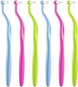 Oralphi End Tuft Toothbrush, Orthodontic Toothbrush Small Head, Ultra Soft Gum Brushes for Braces, Implants, Retainers and Teeth Detail Cleaning, 6 Pcs (Blue, Green, Rose Red)