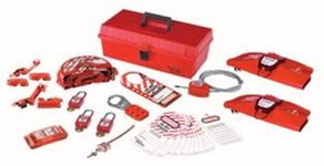 Master Lock Lockout Tagout Kit, Personal Lockout Toolbox for Valve and Electrical Lockouts, Includes 3 Zenex Padlocks, 1457VE410KA, Red