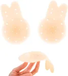 Awant Sticky Breathable Holes Silicone Nipple Covers Reusable Waterproof Push up Lift Nipple Pasties with Rabbit Ear Shape Style (1Pair, M(C-D CUP))