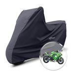 Neodrift 'SuperMax' Bike Cover Suitable for Kawasaki Ninja 650 (All-Weather Motorcycle Protection, Water & UV Resistant, Dustproof, Windproof) (Colour: D.Gray - Black)