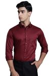 Majestic Man Slim Fit Satin Cotton Formal Shirt for Men (Small, Maroon)