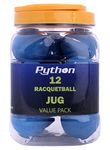 Python Blue Racquetballs (Value Pack - 12 Ball Jug/Standard Color w/Tournament Quality!)