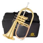 AUROSUS Trigger Flugelhorn with 3rd valve trigger brass flugelhorn yellow Brass Bell Lacquer finishfor beginners flugelhorns musical instrument