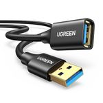 UGREEN Usb 3.0 Extension Cable Ugreen Usb 3.0 Adapter Type A Male To Female Extender Cord 6Ft 6Ft, Black