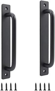 Ulifestar 2 Pack Rustic Barn Door Handles, 7 inch Aluminium Alloy Modern Handles for Sliding Door Kitchen Cabinet Shed with Mounting Screws Black