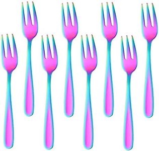 Buyer Star Appetizers Desert Forks, 18/10 Stainless Steel 3-tine Cocktail Mini Salad Fruit Fork Sets of 8, 5.5 Inch