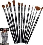 Crafts 4 All Paint Brushes 12 Set Professional Paint Brush Round Pointed Tip Nylon Hair Artist Acrylic Brush for Acrylic Watercolor Oil Painting