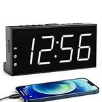 Digital Clock,Dual Alarm Clock for Bedrooms,7.5''LED Screen,5 Dimmer,5 Adjustable Volume, Phone Charger,9-Min Snooze,Memory Function,12/24H&DST, Plug in Large Display Alarm Clock for Gift/Christmas