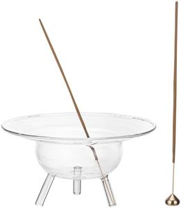 Navaris Porte Encens en Verre - Encensoir pour Baton de Cèdre Palo Santo Cone Bougie Sauge - Support Bruleur Encens avec Récupérateur de Cendres pour Méditation Yoga Relaxation
