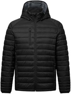 Fit Space Men's Puffer Jacket Down Synthesis Lightweight Hiking Jacket Winter Warm Coat Quilted Water Resistant Packable (Black, 3X-Large)