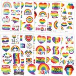 Pride Tattoos 10 Sheets Pride Day Tattoo Rainbow Temporary Tattoos, 70+ Pcs Rainbow Fake Face and Body Tattoos, Happy Pride Gay Day Accessories for Pride Parades