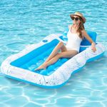 Inflatable Tanning Pool Float Lounge for Adults, BAIAI Large Pool Floaties Rafts for Adults with Headrest Drink Holder Sun Tanning Floats for Swimming Pool Lake Float Summer Beach Pool Party Toys(XL)