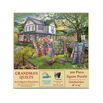 SUNSOUT INC - Grandma's Quilts - 500 pc Jigsaw Puzzle by Artist: Bigelow Illustrations - Finished Size 18" x 24" - MPN# 31729