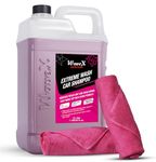 Wavex Car Shampoo Extreme Wash 5 LTR with Two Pcs Microfiber Cloth 40x40cm 340gsm | pH Neutral | Also Works as Foam Wash Shampoo