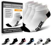 SB SOX Low Cut Athletic Socks – Compression Ankle Socks for Men & Women – 2 Pairs (US, Alpha, Large, Regular, Regular, White/Black)
