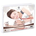 SEREEN® Premium Bamboo Cotton Waterproof Pillow Protectors 2 Piece Set - Standard Size Pillow Cases, Hypoallergenic, Zippered Encasement, Pillow Covers Protect Against Bed Bug, Dust Mite, Bacteria, Allergens, (Standard 2 PCS) (21x27 inch)