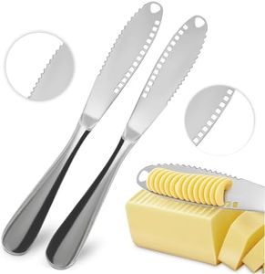2 PCs Butter Knife Spreader – 3 in 1 Stainless Steel Butter Knives with Grater Blade and Holes for Spreading and Slicing – Cheese Spreader Knives with Corrosion-Resistant Finish and Easy-Grip Handle