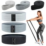 Booty Resistance Bands for Workout Butt and Legs Women Fabric Long Pull Up Exercise Elastic Stretch Band Set Home Gym Fitness (Grey, Dark Grey, Black)