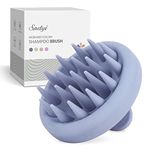 Sndyi Silicone Scalp Massager Shampoo Brush, Hair Scrubber with Soft Silicone Bristles, Scalp Scrubber/Exfoliator for Dandruff Removal, Wet Dry Scalp Brush for Hair Growth & Scalp Care, Grey Blue