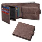 HOCRES® Wallets for Mens Muti-Functional RFID Blocking Leather Wallet with 15 Credit Card Holders, 2 Banknote Compartments & 2 ID Window Minimalist Wallets Men with Gift Box