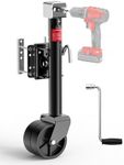 FZZD 2000lbs Trailer Jack with Dual Wheel, 20-24V Cordless Drill Compatible, 12" Lift, for RV Boat，Black