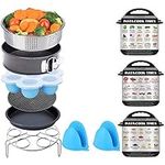 Flytaker 8 Pack Cooking Accessories for 5, 6, 8 Quart Instant Pot and Pressure Cooker - Egg Bites Mold, Steamer Basket, Non-Stick Springform Pan, Silicone Mat, Pizza Pan, Egg Steamer Rack, 2 Oven Mitts, 3 Instant-Cook Times Magnetic Stickers