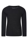 Mountain Warehouse Merino II Kids Round Neck Baselayer Top Black Kids 5-6 Yrs (104-116 cm)